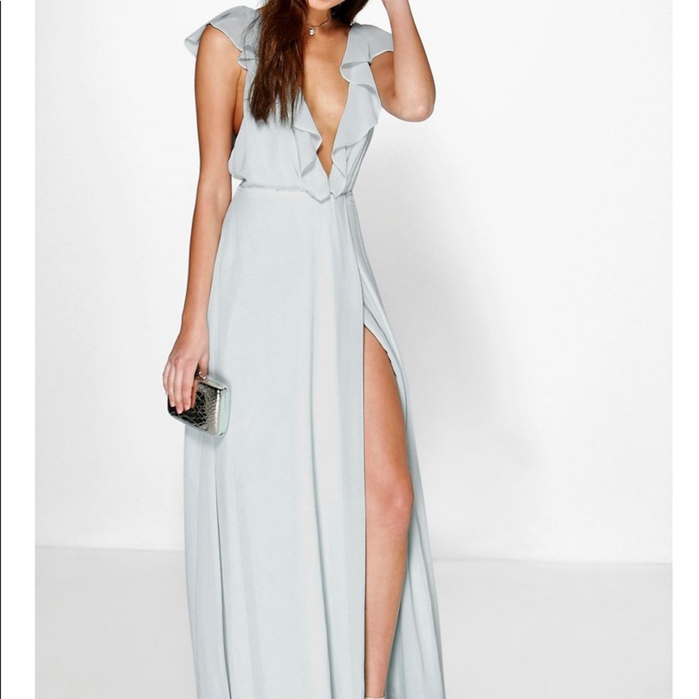 Frilled Chiffon dress in Mint